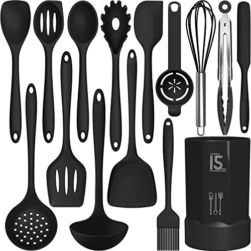 AOTHOD Silicone Cooking Utensils Set - 446°F for Nonstick...