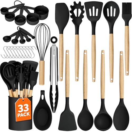 WISELIFE Kitchen Utensils Set - 33 PCS, Silicone Nonstick...