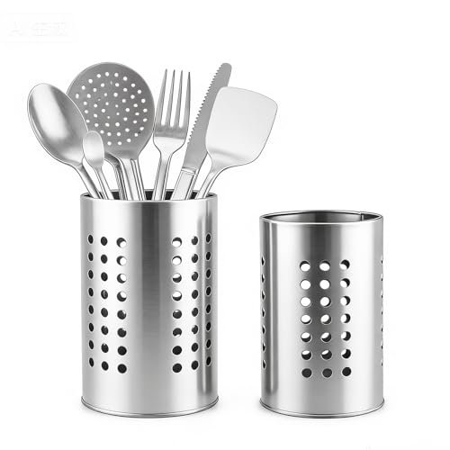 Bysbczx 2PCS Stainless Steel Kitchen Utensil Holder, Silver...