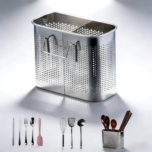 SAYUANVA Stainless Steel Kitchen Utensil Holder with Hooks,...