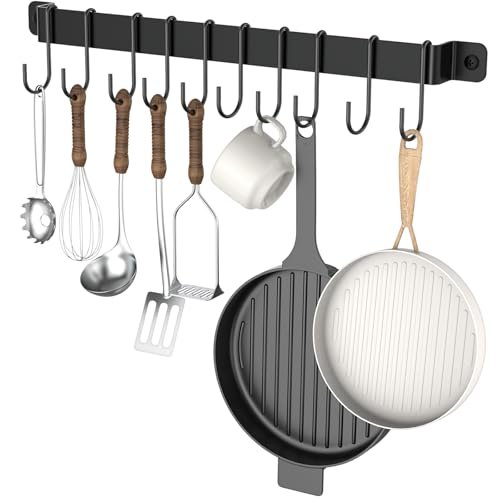Famiron Kitchen Hanger Wall Mounted with 10 Hooks Utensil...