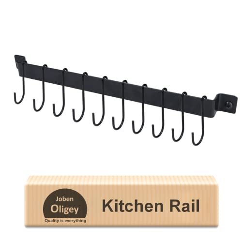 Wrought Iron Kitchen Holder: 10-Hook Wall-Mounted Utensil...