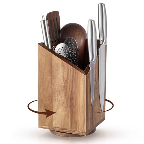 Magnetic Knife Block Without Knife Wood Utensil Holder...