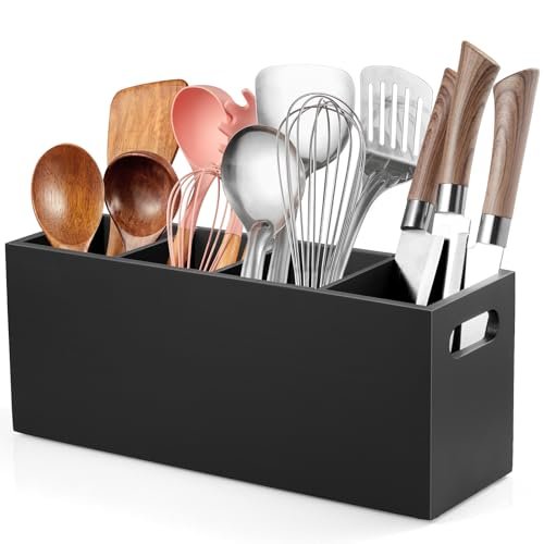 ALELION Large Utensil Holder with Removable Divider,...