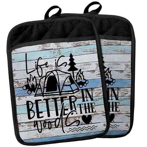 Hunting Gifts Pot Holders with Pockets, Cabin Heat...
