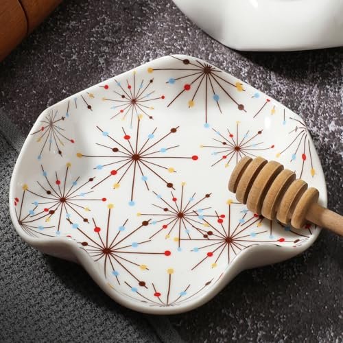 Honeydak Mid Century Spoon Rest for Kitchen Ceramic Utensil...