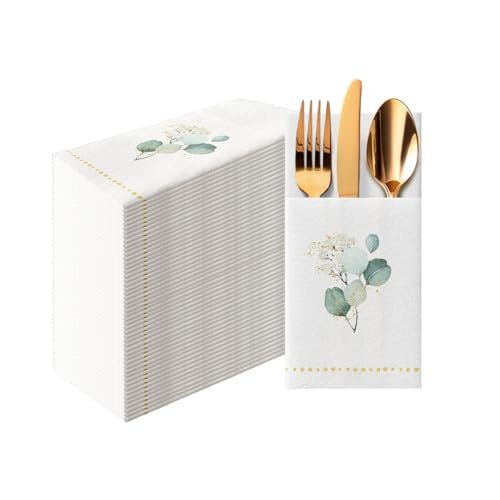 PAW - Linen Feel Napkins with Built-in Flatware Pocket