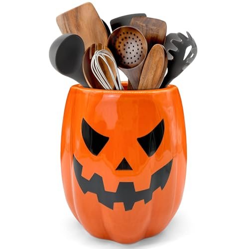 pinata Halloween Kitchen Decor Ceramic Pumpkin Utensil...