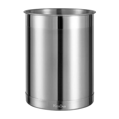 KSENDALO Utensil Holder Stainless Steel 6.3inch Deep, Silver
