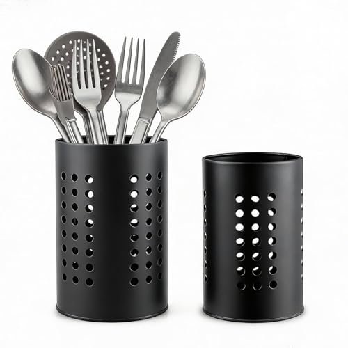 Bysbczx 2PCS Stainless Steel Kitchen Utensil Holder, Black...