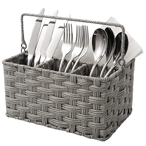 GRANNY SAYS Wicker Utensil Caddy - Picnic Basket with Handle