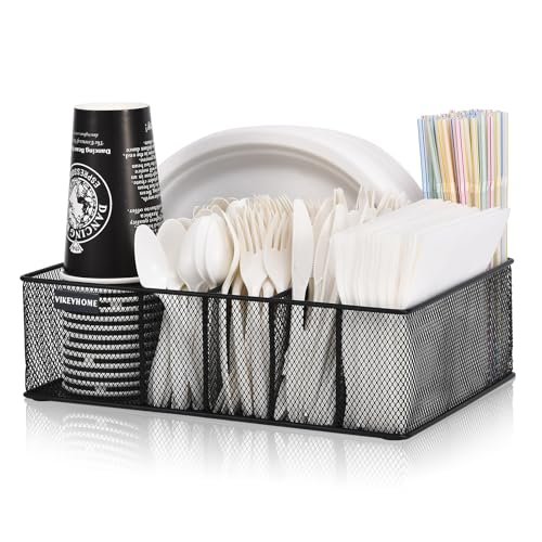 VIKEYHOME Paper Plate Organizer for Countertop, Metal...