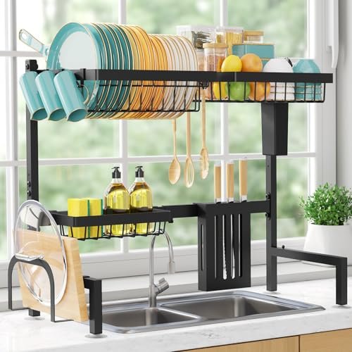 Sakugi Over The Sink Dish Drying Rack Adjustable 2-Tier...