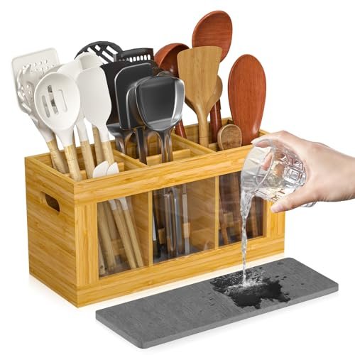 Yofidra Bamboo Utensil Holder & Silverware Organizer: Large...