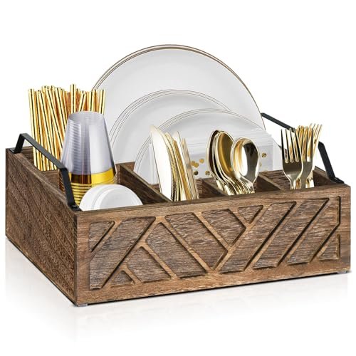 Ukonvi Flatware Organizers Paper Plate Dispenser with...