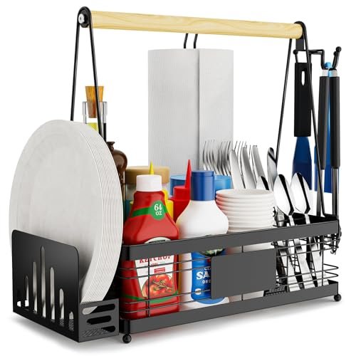 GUIBUKEYAN Grill Caddy with Plate Holder and Paper Towel...