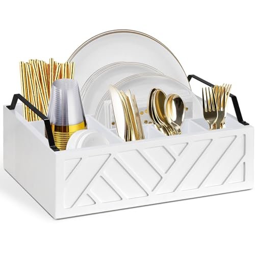 Ukonvi Paper Plate Dispenser and Holder for Utensil Caddy