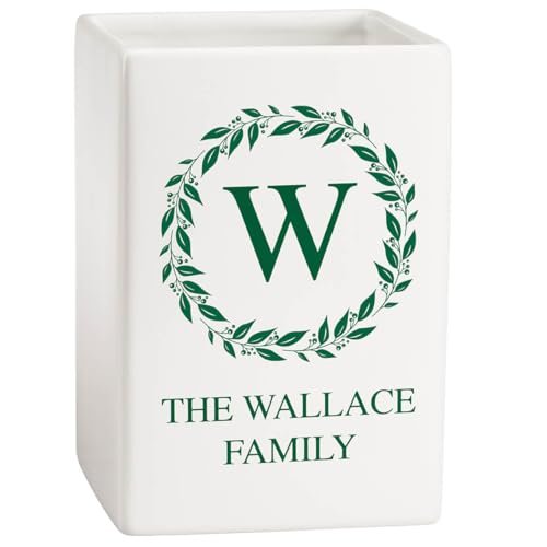 Custom Wreath Initial and Name Square Crock