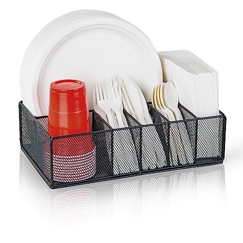 NACIMAX Paper Plate Organizer for Countertop, Metal...