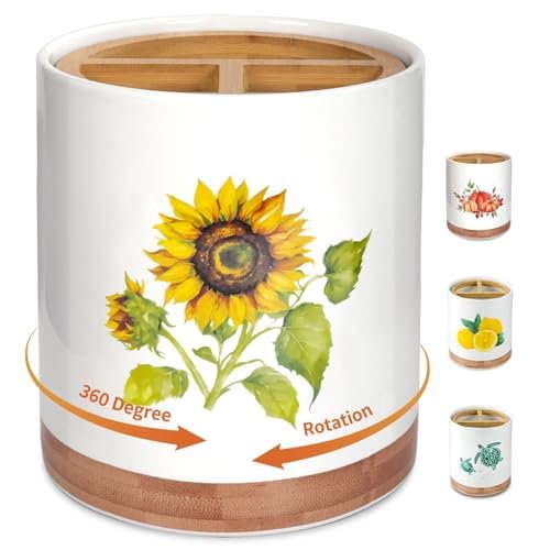 HAPPY KIT 7.6″ Extra Large Kitchen Utensil Holder Rotating