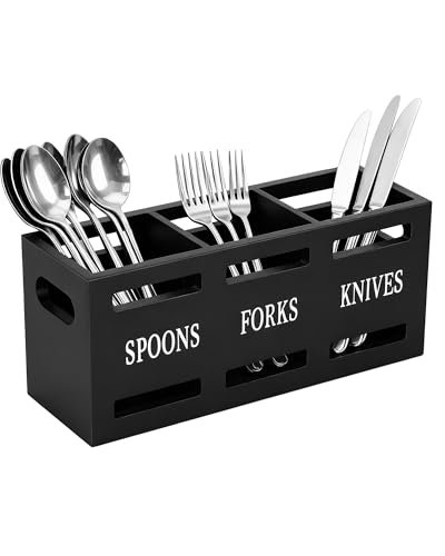 Kitchen Utensils Holder for Counter, Wooden Utensil...