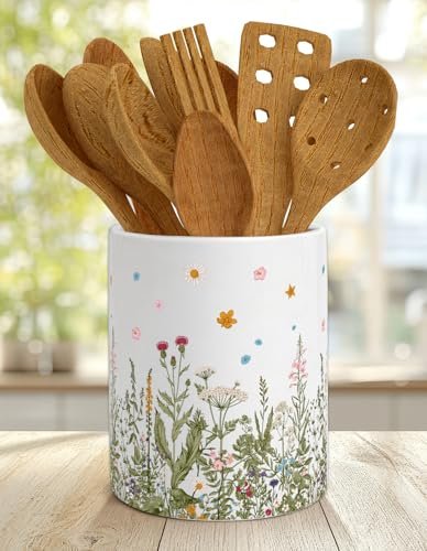 Whaline Wildflower Ceramic Utensil Holder Vintage Wild...